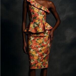 La Petite Robe Chiara Boni Jiva One-Shoulder Ruffle Floral Dress